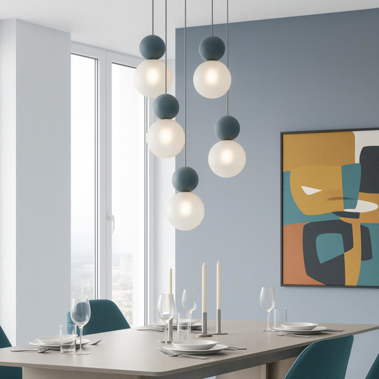 Top light cottage lampadario moderno 5 luci sfere blu per soggiorno