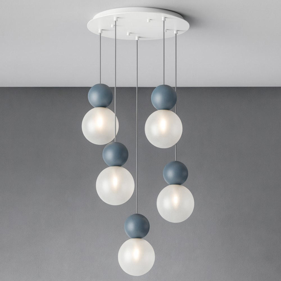 Top light cottage lampadario moderno 5 luci sfere blu per soggiorno