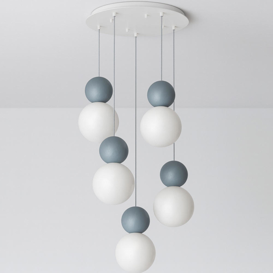 Top light cottage lampadario moderno 5 luci sfere blu per soggiorno