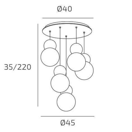 Top light cottage lampadario moderno 5 luci sfere blu per soggiorno