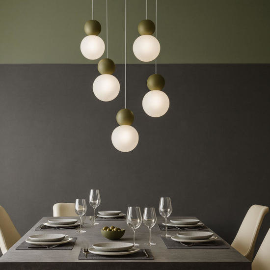 Top light lampadario moderno cottage 5 luci sfere verdi