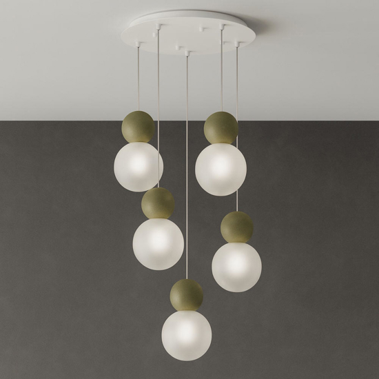 Top light lampadario moderno cottage 5 luci sfere verdi