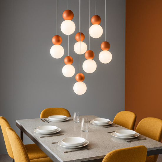 Lampadario moderno top light per soggiorno cottage 8 luci terra rossa