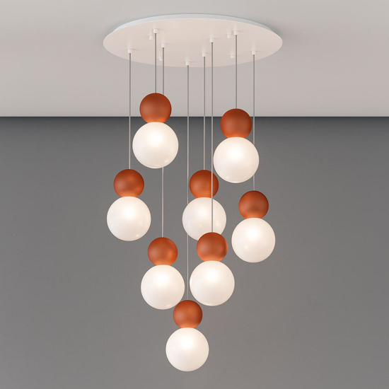 Lampadario moderno top light per soggiorno cottage 8 luci terra rossa