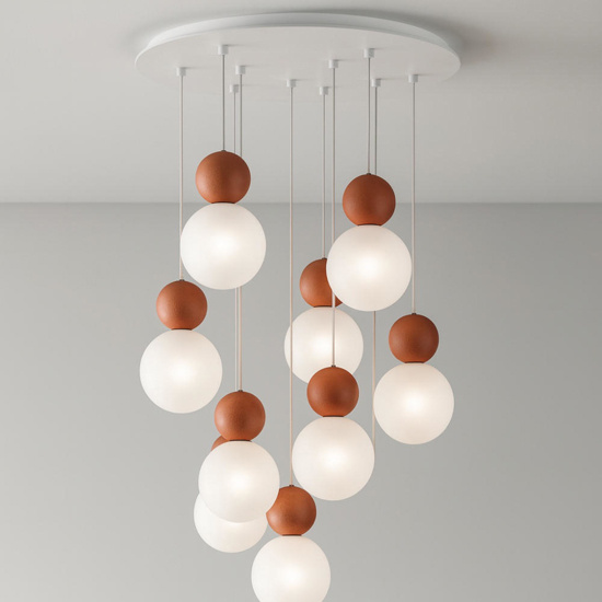 Lampadario moderno top light per soggiorno cottage 8 luci terra rossa