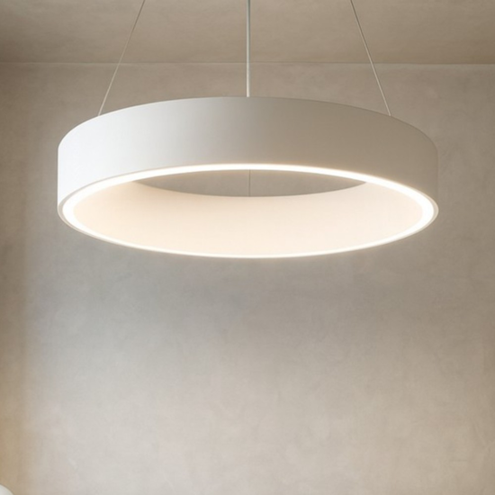 Lampadario moderno cerchio bianco led 4000k per soggiorno