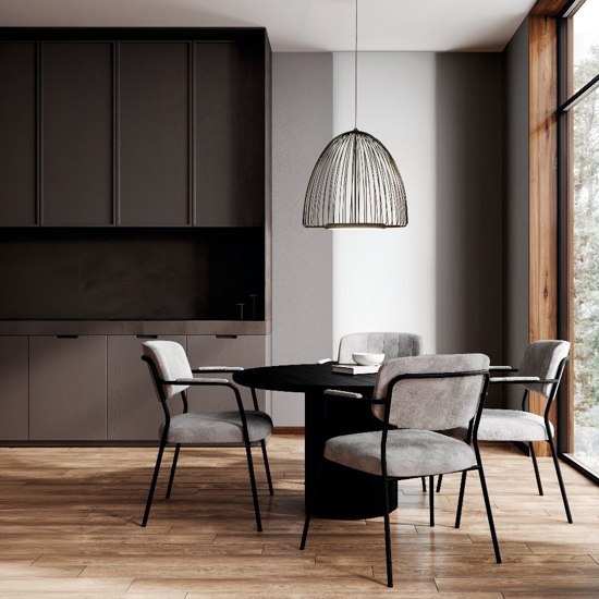 Lampadario led design moderno gabbia di metallo nero per soggiorno