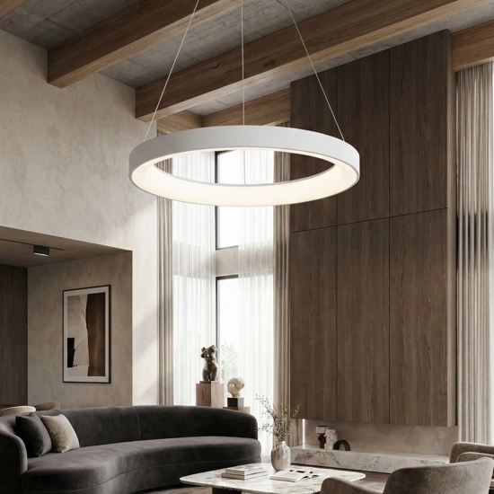 Lampadario circolare bianco 38cm led 30w da 2700k a 5000k con telecomando