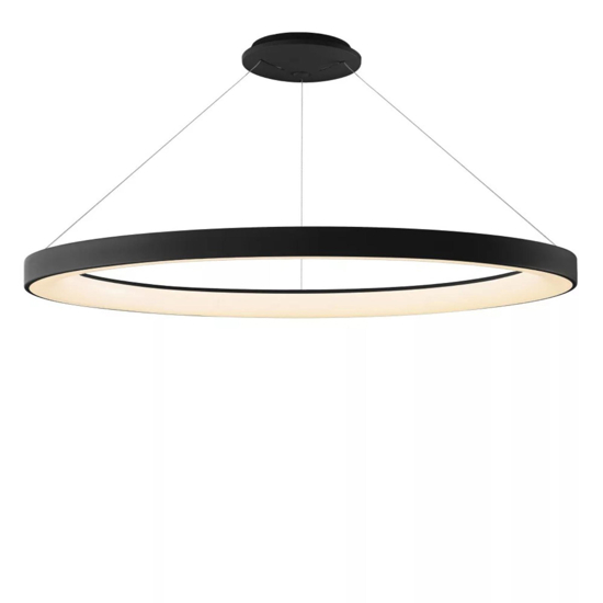 Lampadario moderno anello 90cm nero led 75w 2700k a 5000k dimmerabile