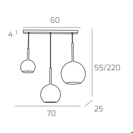 Lampadario per cucina 3 vetri ambra
