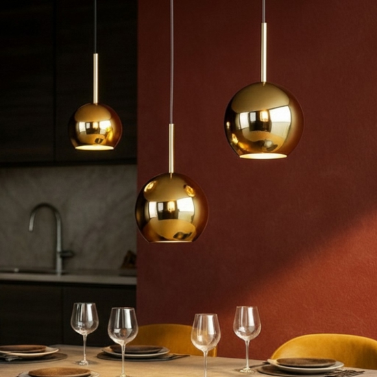 Lampadario da cucina vetri oro top light future