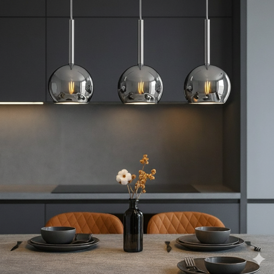 Lampadario per cucina vetri cromo