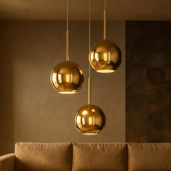 Lampadario moderno 3 vetri specchiati oro top light future