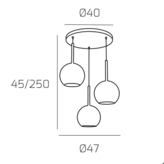 Lampadario moderno 3 vetri specchiati oro top light future