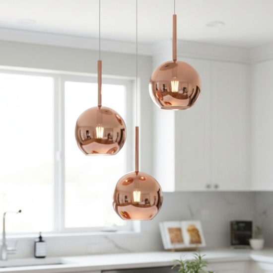 Lampadario da cucina top light future vetri rame
