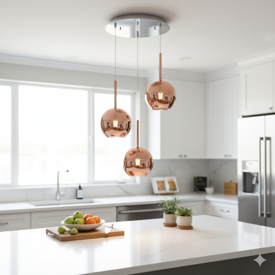 Lampadario da cucina top light future vetri rame