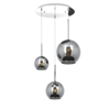 Lampadario per camera moderna pendente tre luci vetri cromo