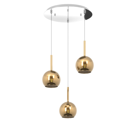 Lampadario moderno per soggiorno 3 vetri oro