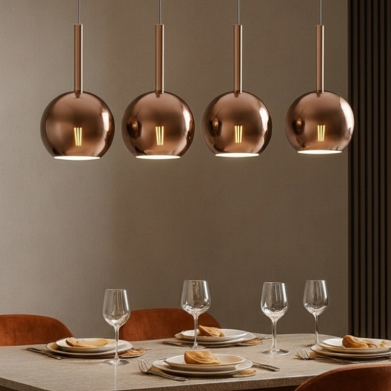 Lampadario per soggiorno moderno vetro rame