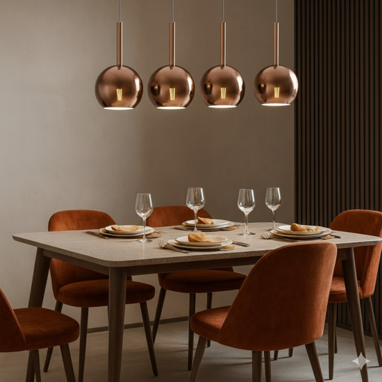 Lampadario per soggiorno moderno vetro rame