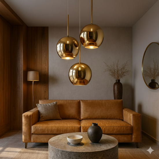 Lampadario per salotto vetri oro top light future