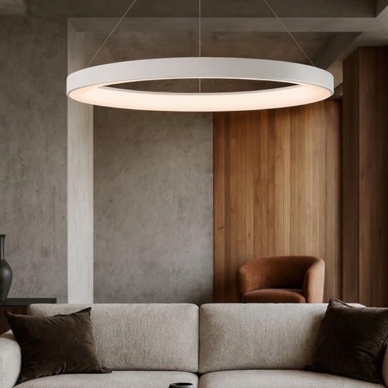 Lampadario anello bianco 65cm led 60w 2700k-5000k con telecomando app