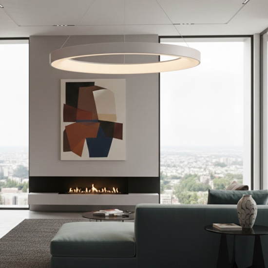 Lampadario anello bianco 65cm led 60w 2700k-5000k con telecomando app