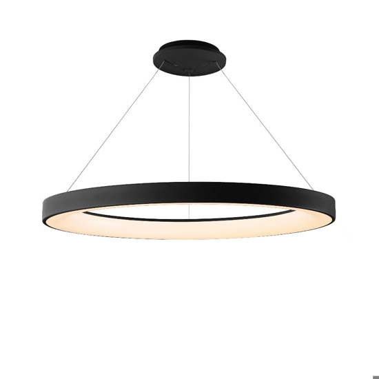 Lampadario anello 65cm nero led 2700k-5000k 50w con telecomando app