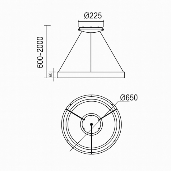 Lampadario moderno anello 65cm led 60w oro dimmerabile con telecomando app