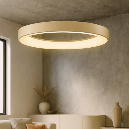 Lampadario moderno anello 50cm oro led 45w 2700k-5000k con telecomando app