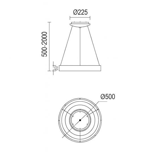 Lampadario moderno anello 50cm oro led 45w 2700k-5000k con telecomando app