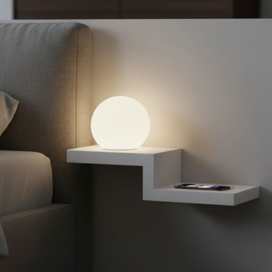 Applique per camera da letto bianca base ricarica wireless