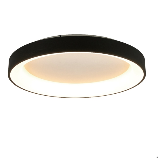 Plafoniera rotonda nero 65cm moderna led 60w con telecomando app
