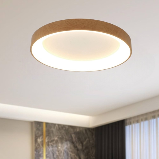 Plafoniera smart cerchio effetto legno 50cm led 2700k a 5000k wireless