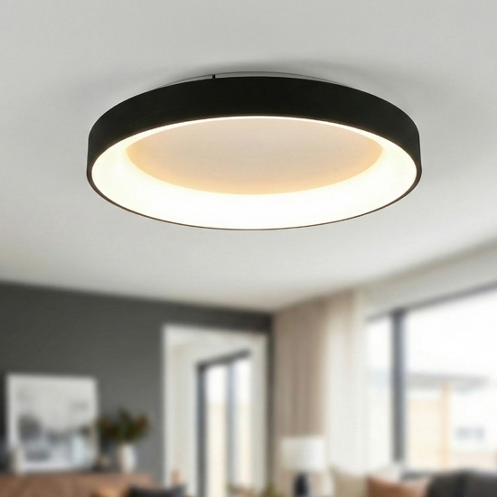 Plafoniera nera 75cm anello led 62w 27000-5000k con telecomando
