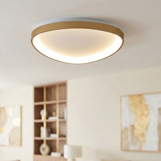 Plafoniera oro sabbiato 42cm led 38w 2500lm tricolor dimm con telecomando