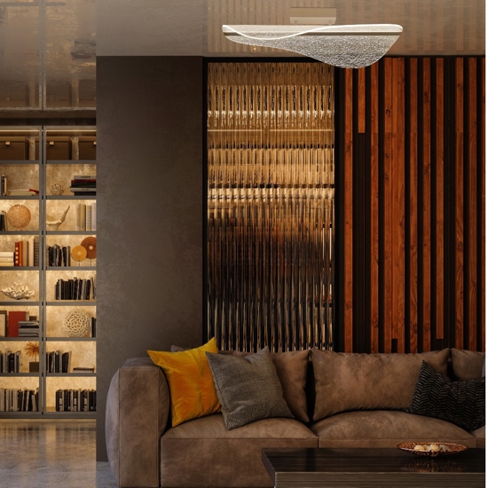 Plafoniera moderna vela effetto vetro crepato led 40w 3000k