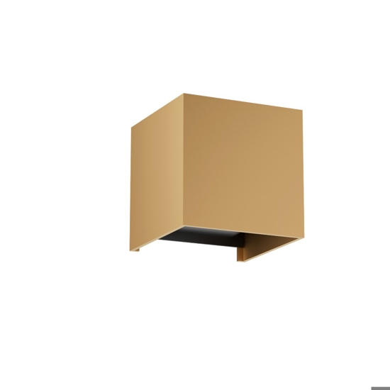 Applique cubo da parete oro led 12w 3000k dimmerabile ip54