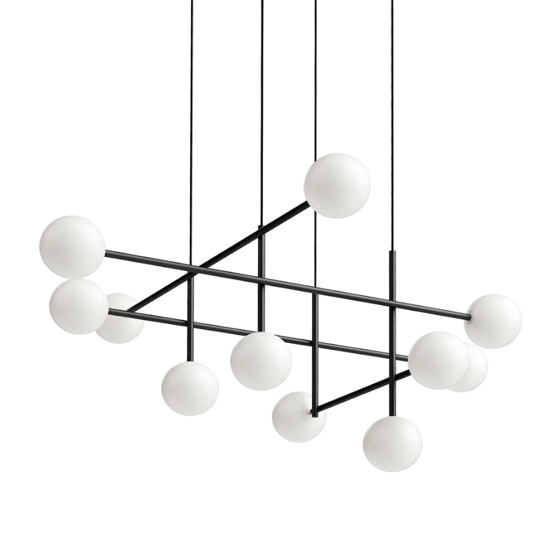 Lampadario nero design per soggiorno moderno lampadine incluse