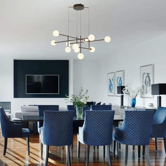 Lampadario nero design per soggiorno moderno lampadine incluse