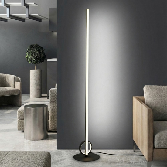 Lampada da terra design moderna nera led 24w 3000k sottile