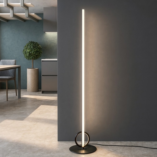 Lampada da terra design moderna nera led 24w 3000k sottile
