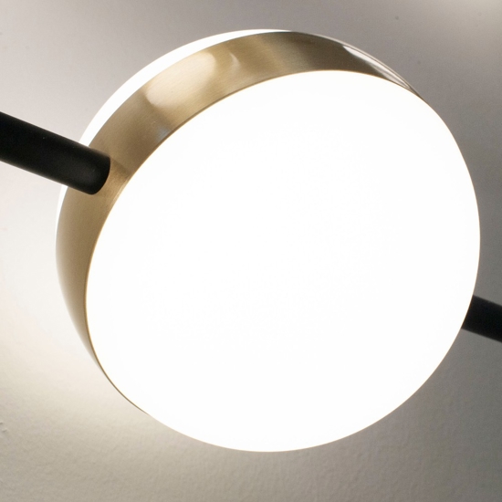 Plafoniera per soggiorno contemporaneo nero oro con sfere led 3000k