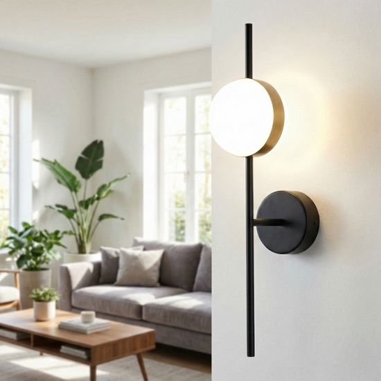 Applique da parete nero oro stile contemporaneo led 3000k