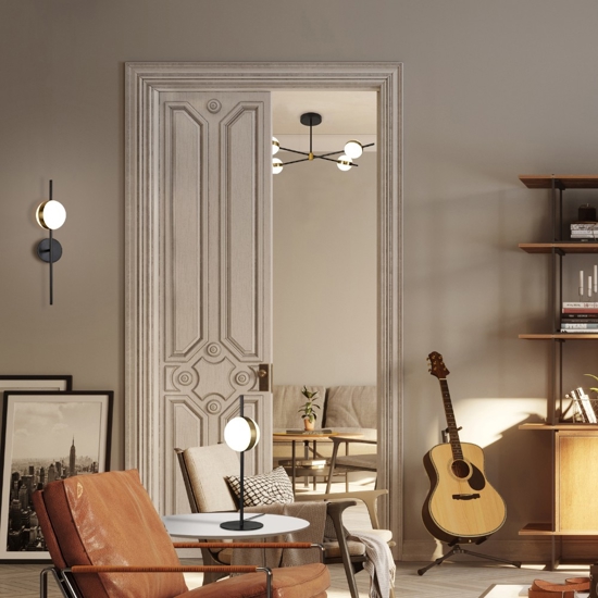 Applique da parete nero oro stile contemporaneo led 3000k