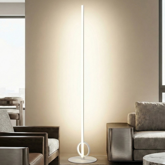 Lampada da terra moderna sottile bianca design led 24w 3000k