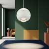 Lampadario a sospensione da bagno sfera bianca led 5w cct 2300k-4000k con telecomando