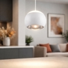 Lampadario a sospensione da bagno sfera bianca led 5w cct 2300k-4000k con telecomando