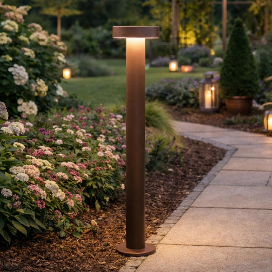 Lampione da giardino corten opaco led 12w 3000k h60 cm ip65