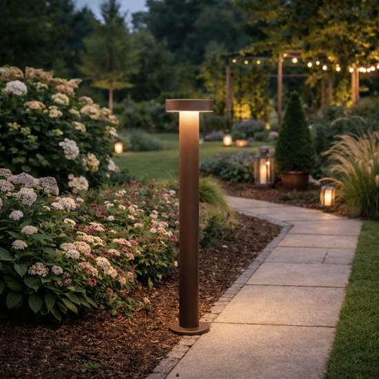 Lampione da giardino corten opaco led 12w 3000k h60 cm ip65